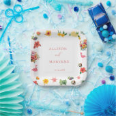 Whimsical Colorful Fun Tropical Flamingle Hochzeit Pappteller (Party)