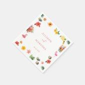 Whimsical Colorful Fun Tropical Flamingle Hochzeit Serviette (Ecke)