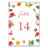 Whimsical Colorful Fun Tropical Flamingle Hochzeit Tischnummer (Rückseite)