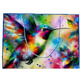 Whimsical Colorful Hummingbird Bird Blue Green Große Geschenktüte (Rückseite)