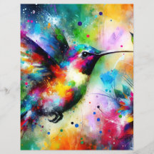 Whimsical Colorful Hummingbird Scrapbook Paper