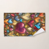 Whimsical Colorful Jewel Toned Herz Print Handtuch (Handtuch)