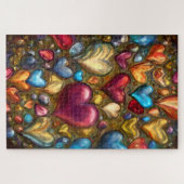 Whimsical Colorful Jewel Toned Herz Print Puzzle (Horizontal)