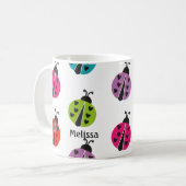 Whimsical Colorful Ladybug Personalisiert Kaffeetasse (Vorderseite Links)