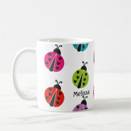 Whimsical Colorful Ladybug Personalisiert Kaffeetasse
