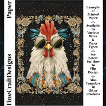 Whimsical Colorful Rooster CK9 Scrapbook Paper