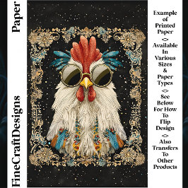 Whimsical Colorful Rooster CK9 Scrapbook Paper