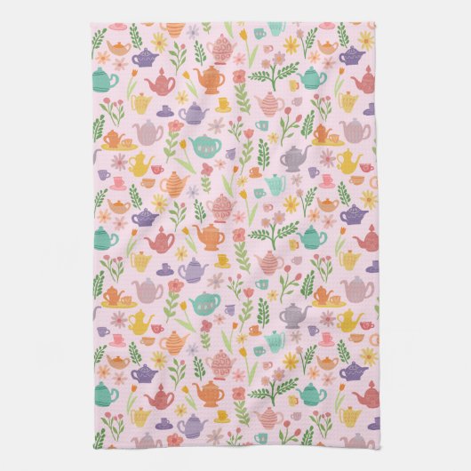 Whimsical Colorful Teapots Party Einzigartig Niedl Geschirrtuch (Vertikal)
