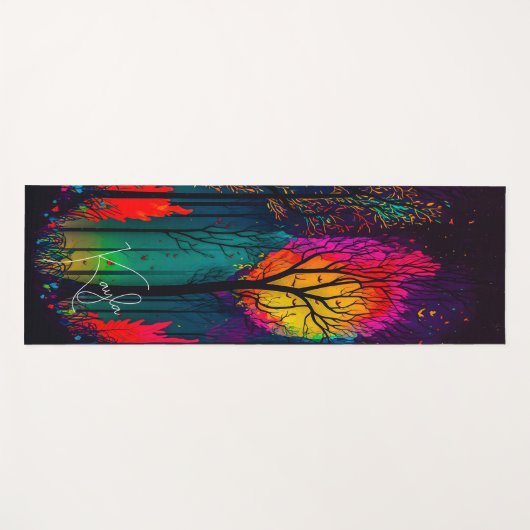 Whimsical Colorful Trees Yoga Mat Yogamatte (Vorderseite (Horizontal))