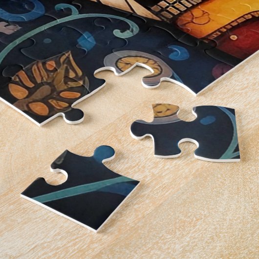 Whimsical Colorful Watercolor Village Puzzle (Seite)