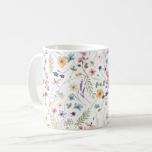 Whimsical Colorful Wildflower Spring Patterns Kaffeetasse (Vorderseite Links)