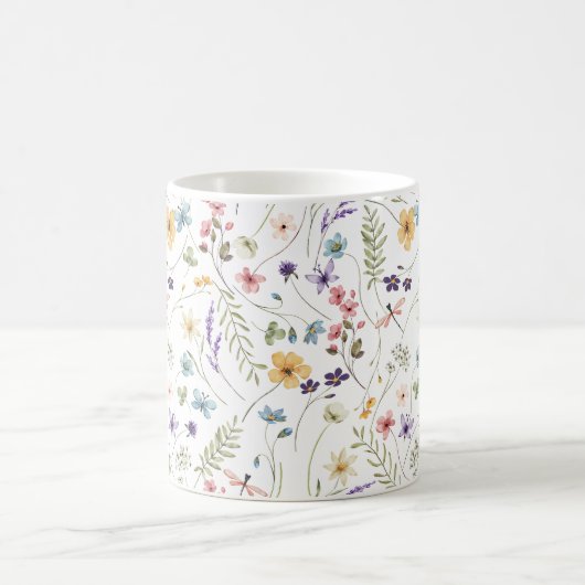 Whimsical Colorful Wildflower Spring Patterns Kaffeetasse (Mittel)