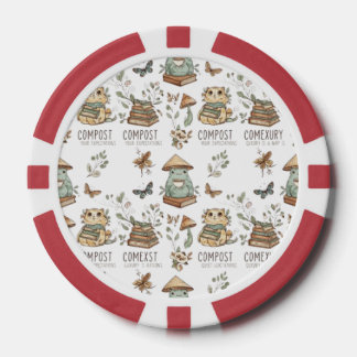 Whimsical "Compost Your Expectations" Frog & Cat P Pokerchips