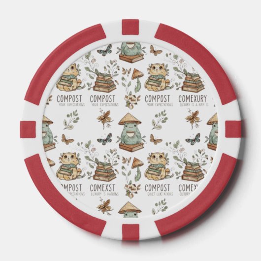 Whimsical "Compost Your Expectations" Frog & Cat P Pokerchips (Vorderseite)