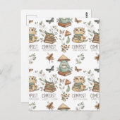 Whimsical "Compost Your Expectations" Frog & Cat P Postkarte (Vorne/Hinten)
