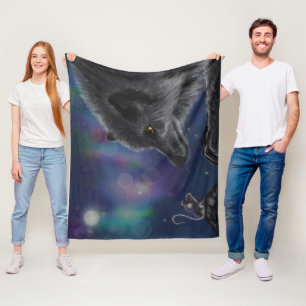 Whimsical Conversation: Wolf und Maus Fleecedecke
