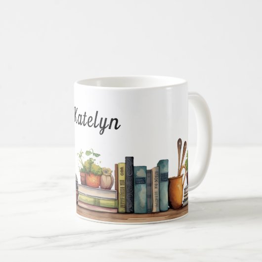 Whimsical Cookbook Shelf Personalisiert Kaffeetasse (VorderseiteRechts)