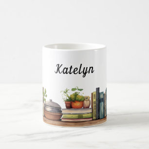 Whimsical Cookbook Shelf Personalisiert Kaffeetasse