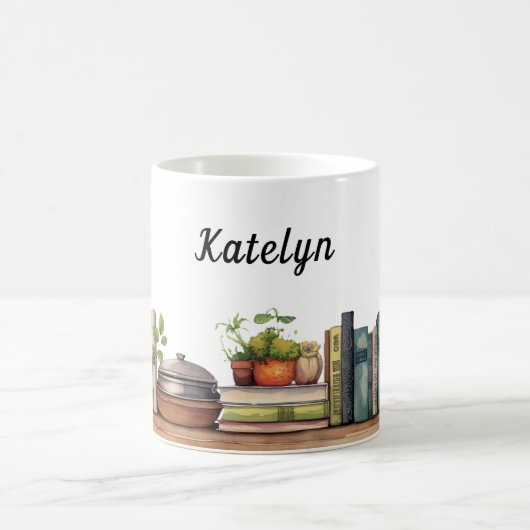 Whimsical Cookbook Shelf Personalisiert Kaffeetasse (Mittel)