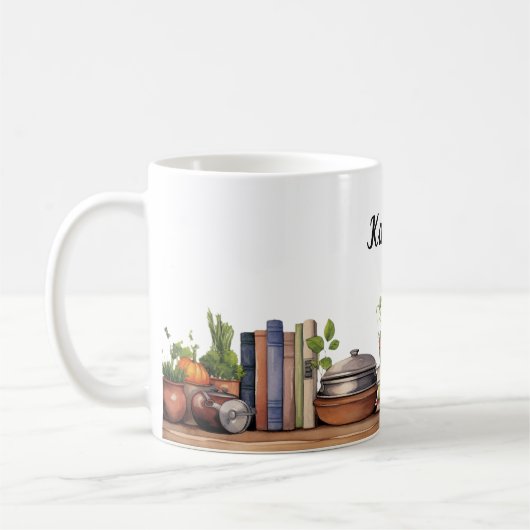 Whimsical Cookbook Shelf Personalisiert Kaffeetasse (Links)