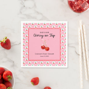 Whimsical Coqette Cherry auf Top Baby Dusche Serviette