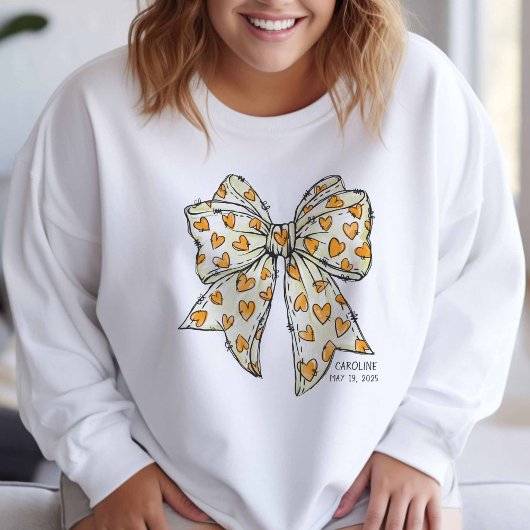 Whimsical Coquette Bow Herz gelb Sweatshirt