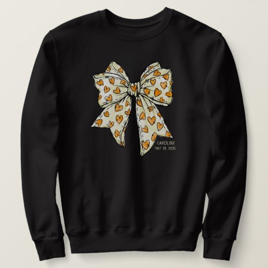 Whimsical Coquette Bow Herz gelb Sweatshirt (Design vorne)