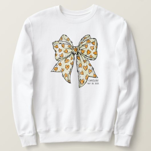 Whimsical Coquette Bow Herz gelb Sweatshirt (Design vorne)