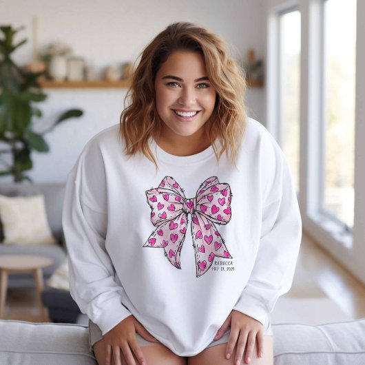 Whimsical Coquette Bow Herz Hot Pink Sweatshirt