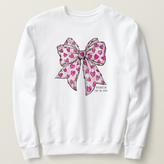 Whimsical Coquette Bow Herz Hot Pink Sweatshirt (Design vorne)