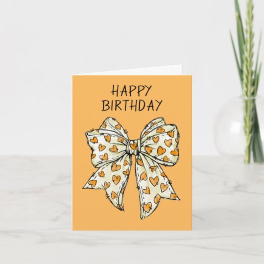 Whimsical Coquette Bow Herz Orange jeder Fall Karte (Vorderseite)