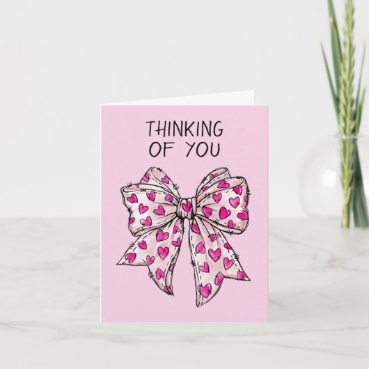 Whimsical Coquette Bow Herz rosa jedes Mal Karte (Vorderseite)