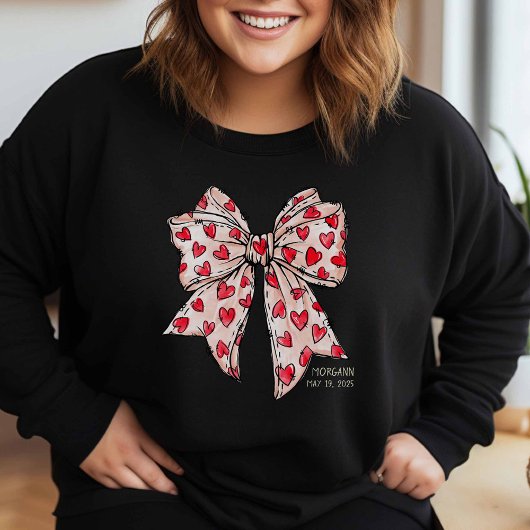 Whimsical Coquette Bow Herz rot und weiß Sweatshirt
