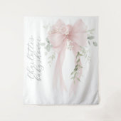 Whimsical Coquette Bow Script Baby Shower Wandteppich (Vorderseite)