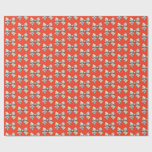 Whimsical Coquette farbenfrohe rote Bow Muster Geschenkpapier (Flach)