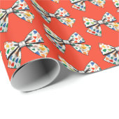 Whimsical Coquette farbenfrohe rote Bow Muster Geschenkpapier (Rolleneckpunkt)