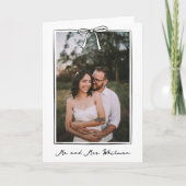 Whimsical Coquette Handgeschriebene Bow Wedding Dankeskarte (Vorderseite)