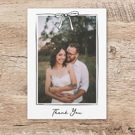 Whimsical Coquette Handgeschriebene Bow Wedding Dankeskarte