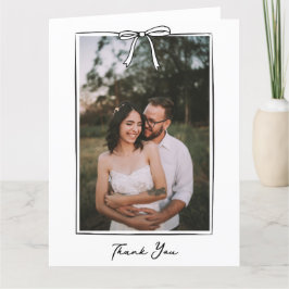 Whimsical Coquette Handgeschriebene Bow Wedding Dankeskarte