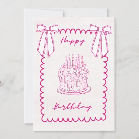Whimsical Coquette Pink Birthday Card Feiertagskarte (Vorderseite)