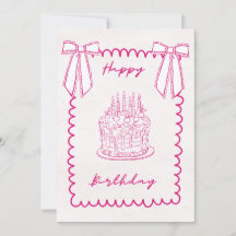 Whimsical Coquette rosa Geburtstagskarte