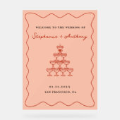 Whimsical Coral and Cherry Red Champagne Wedding Acrylschild (Vorderseite)