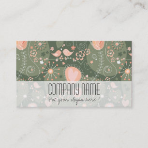 Whimsical Coral Olive Floral Eleganter Eventplaner Visitenkarte