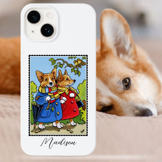 Whimsical Corgi Dog Illustration Individuelle Name Case-Mate iPhone 14 Hülle