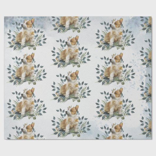 Whimsical Corgi Puppy Dog Geschenkpapier (Flach)