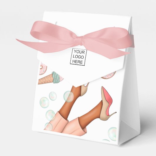 Whimsical Corporate Food Catering Lady Favor Box Geschenkschachtel (Vorderseite)