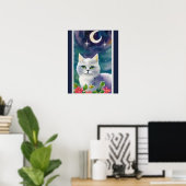 Whimsical Cosmic Kitty Wassercolor Poster (Heimbüro)