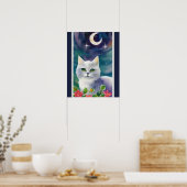 Whimsical Cosmic Kitty Wassercolor Poster (Küche)