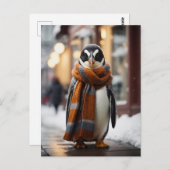 Whimsical Cosy Pinguin Snowy Winter Postkarte (Vorne/Hinten)