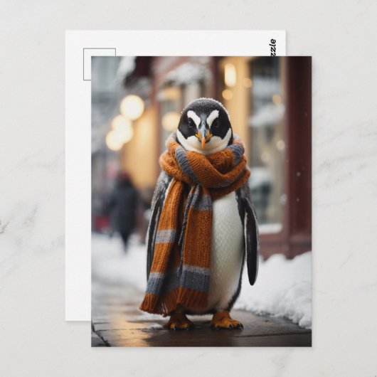 Whimsical Cosy Pinguin Snowy Winter Postkarte (Vorne/Hinten)